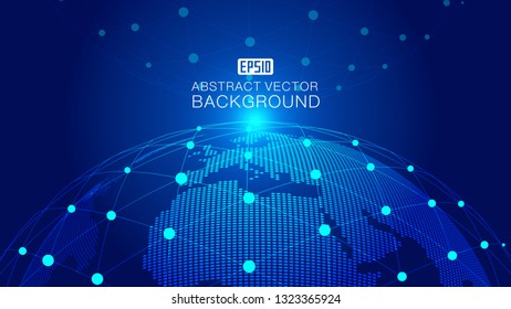 Digital earth, dot and line link combination of earth technology background technology effects of the earth vector elements