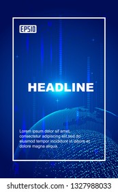 Digital earth, dot and line link combination, earth technology background, technology effect of the earth elements