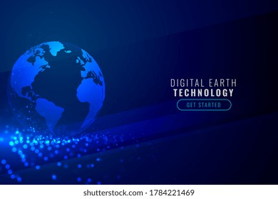 digital earth with technology particle background design