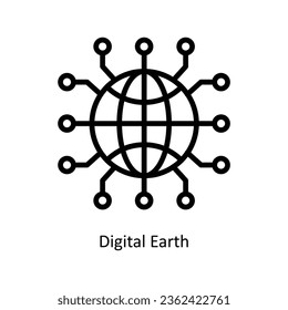 Digital Earth vector  outline Icon Design illustration. Artificial intelligence Symbol on White background EPS 10 File
