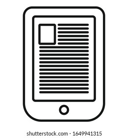 Digital ebook icon. Outline digital ebook vector icon for web design isolated on white background