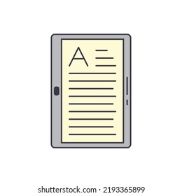 digital ebook reader icon in color, isolated on white background 