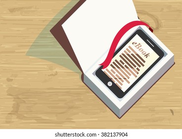 digital eBook reader technology conceptual illustration vector