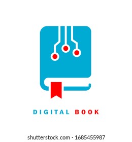 Digitales eBook-Vektorillustration-Symbol, eLearning-Konzept auf weißem Hintergrund