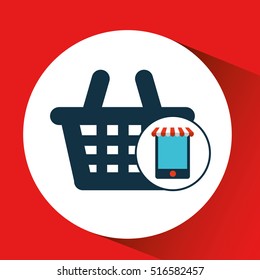 digital e-commerce basket market buy graphic vector illustration eps 10