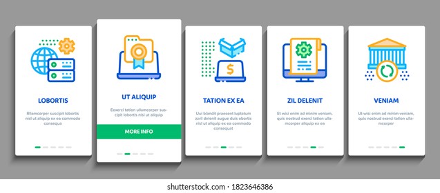 Digital Economy And E-business Onboarding Mobile App Page Screen Vector. Digital Economy And E-commerce, Idea Research And Cargo Delivery, Computer And Cell Phone Color Illustrations