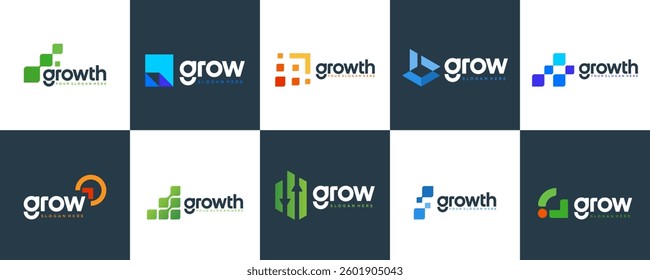 digital economy growth logo collection, investment, revenue, profit, vector graphic template.