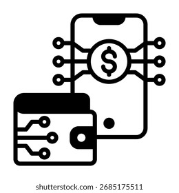Ilustração de vetor misto do ícone da economia digital