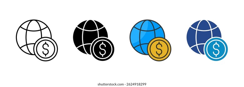Conjunto de ícones de economia digital Coleção de estilos múltiplos