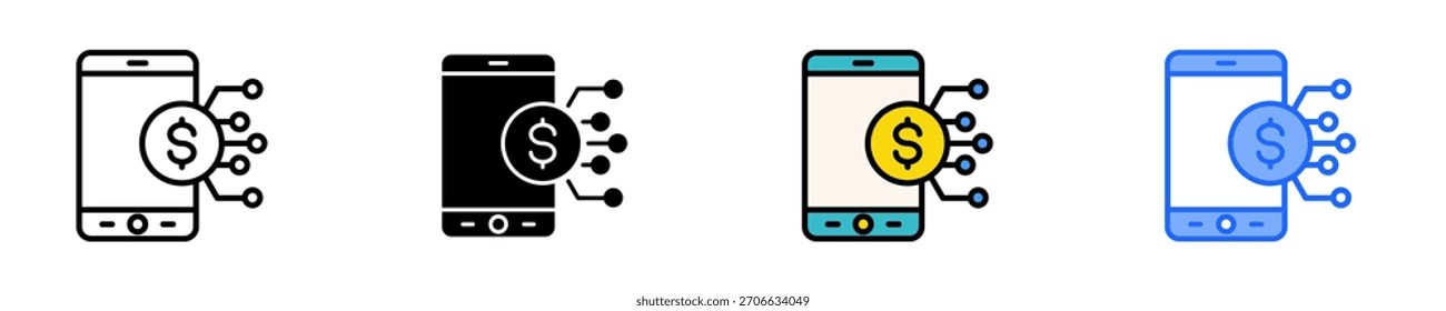 Digital Economy Icon Set Multiple Style Collection