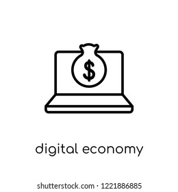 digital economy icon. Trendy modern flat linear vector digital economy icon on white background from thin line general collection, editable outline stroke vector illustration