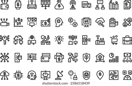 Digital economy icons High-Quality Vector Icons Collection with Editable Stroke. Ideal for Professional and Creative Projects.