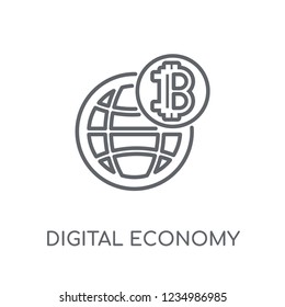 digital economy linear icon. Modern outline digital economy logo concept on white background from General collection. Suitable for use on web apps, mobile apps and print media.