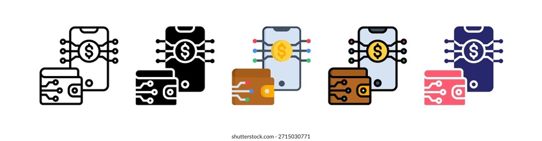 Economía Digital Icono de Estilo Múltiple Conjunto de Colección..