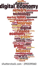 Digital economy word cloud concept. Vector illustration
