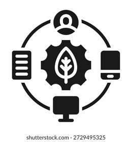 Ilustración vectorial de glifo de icono de ecosistema digital