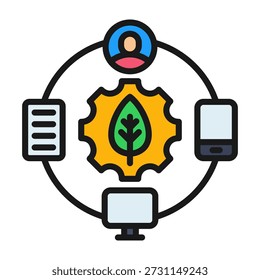 Digitales Ökosystem Symbol Linie Farbe Vektorgrafik