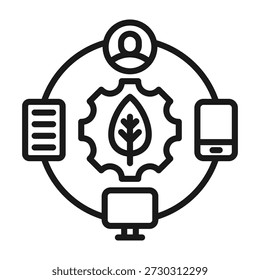 Digitales Ökosystem Symbol Linie Vektorgrafik