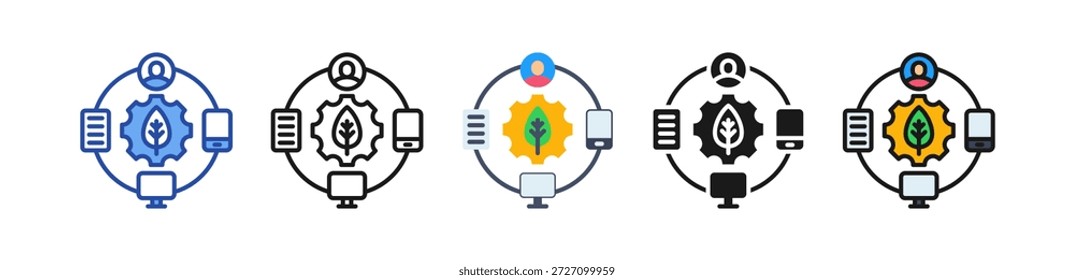 Digitales Ökosystem Symbol Multi Style Illustration