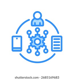 Ilustração do vetor de cor azul do ícone de ecossistemas digitais