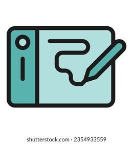 Digital edit tablet icon outline vector. Stroke tool. Data interface color flat