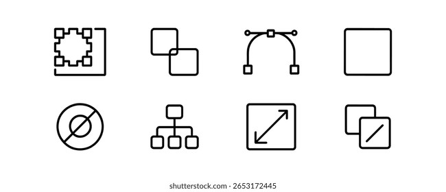 Digital editing outline icon set. vector tools, graphic design line collection