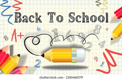  Digital education. E-learning. Digital lessons. Template for education website. Preparation for smartphone applications. Notebook and school supplies. Vector 3d illustration.