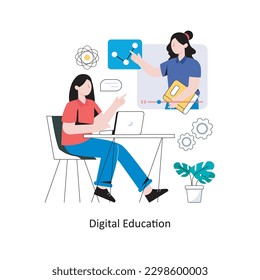 Digital Education Flachstil Design, Vektorgrafik. Stockillustration