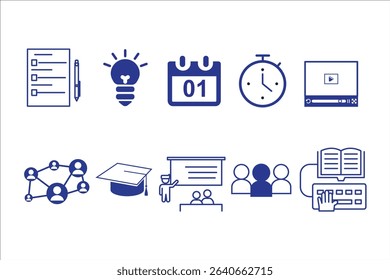 Digital education icon set, e-learning