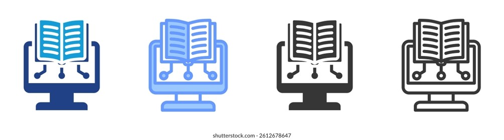 Digital education icon set multiple style collection