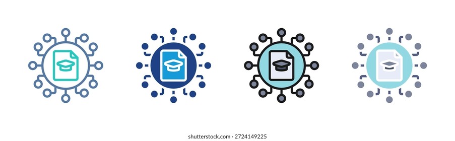 Digital Education icon set multiple style collection