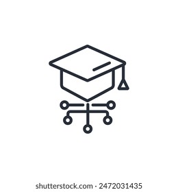 Icono de educación digital. Vector.Trazo editable.signo de estilo lineal para el uso Diseño web,logo.Ilustración de símbolo.