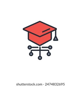 digital education icon. vector.Editable stroke.linear style sign for use web design,logo.Symbol illustration.