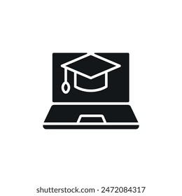 Digital education simple glyph icon. Vector solid isolated black illustration.