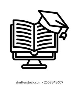 Digital Education Vector Lineal Icon on white background.