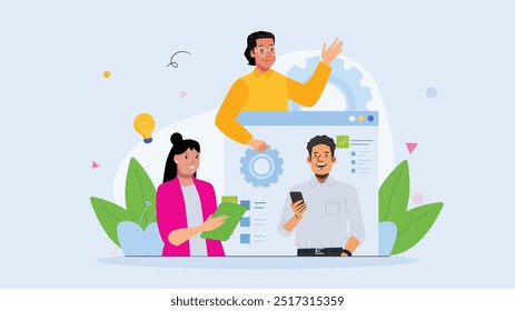 Digital E-Learning concept, depicted through a flat illustration isolated on a white background.






