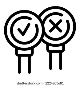 Vector de contorno de icono de elección digital. Votar la encuesta. Público de papel