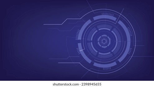 Digital electric circuit circle background.Image electric circuit on blue background.High-tech circuit board connection system concept.