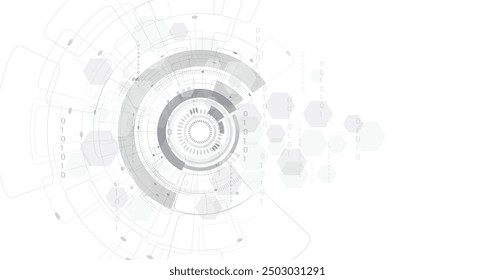  Digital electric circuit circle on a white background. Image electric circuit on a white background.High-tech circuit board connection system concept.	