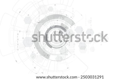  Digital electric circuit circle on a white background. Image electric circuit on a white background.High-tech circuit board connection system concept.	