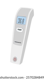 Digital, electric thermometer vector. Medical equipment clipart in cartoon style isolated on white background. Infrared thermometer flat vector.