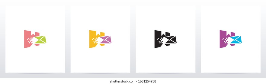 Diseño de logotipo de correo electrónico digital en letra W
