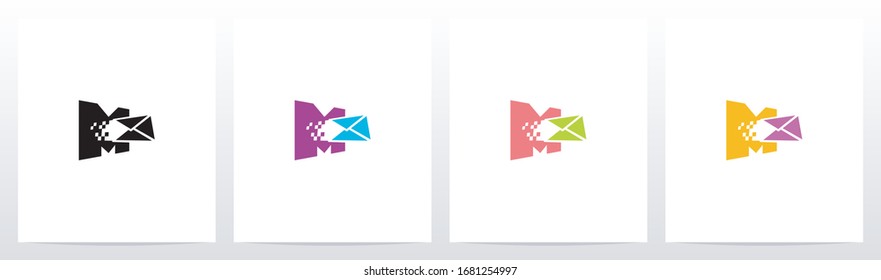 Digital Electronic Mail On Letter Logo Design M