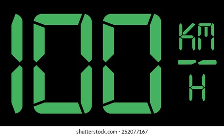 Digital electronic speedometer on dark background