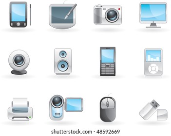 Digital electronics icon set. Vector.