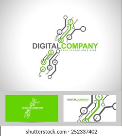 Digital Electronics Logo Design. Creative Electronic Circuits Logo Vector