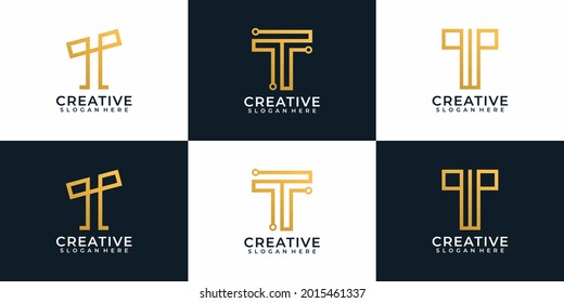 Digital elegant modern letter t logo design collection. Logo can be used for icon, brand, identity, symbol, elements, and internet