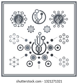 Digital elements and software components icons.