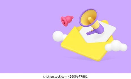 Digital email marketing strategy electronic mail promotion banner copy space vector illustration. Internet advertising promo announcement management social media communication message