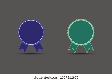 Digital emblem design element for certificate badge or corporate project brand for promotion. Symbol of winners and achievements. Logo certificate badge with round shape design.